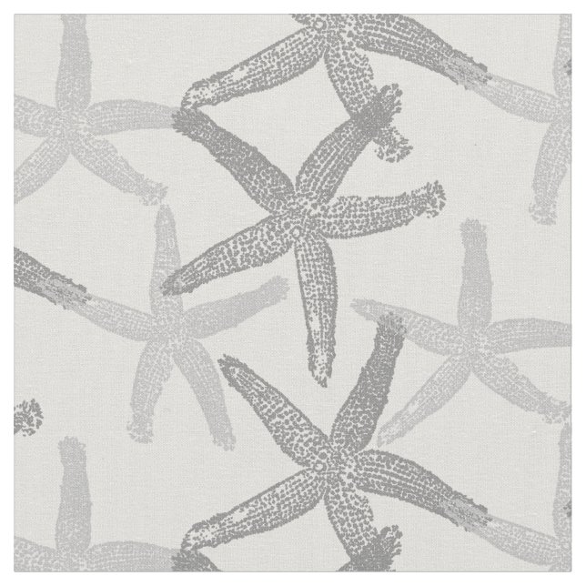 tela Starfish nautical abstracto gris blanco (De cerca)