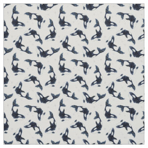 Tela Starry Ocean Orca Ballenas Dreamy Blue Design