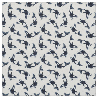 Tela Starry Ocean Orca Ballenas Dreamy Blue Design