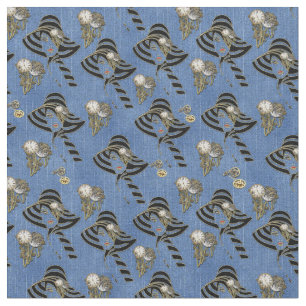Tela Steampunk con damas Gorras sobre el Denim Azul