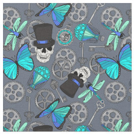 Tela Steampunk Funky Gótico Gris y Azul Patterado