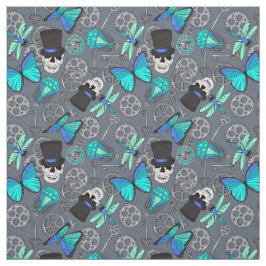 Tela Steampunk Funky Gótico Gris y Azul Patterado
