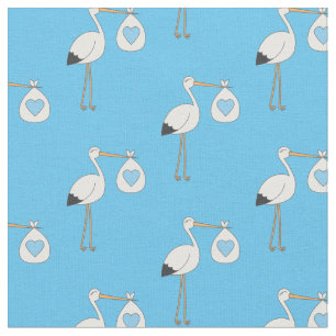 Tela Stork Cute Baby Nursery Blue Boy