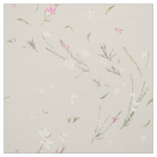 Tela Suave Floral Acuarela Gaura Marfil