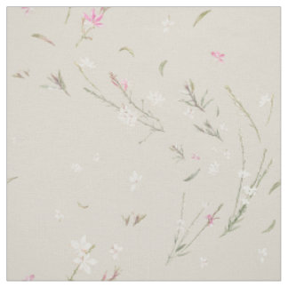 Tela Suave Floral Acuarela Gaura Marfil