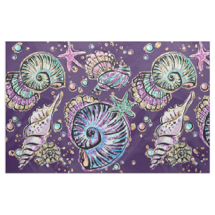 Tela Subacuático Purple Luxe   Dark Pastel Gold Sea Lif