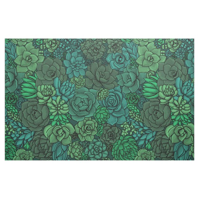 Tela Suculento jardín en verde ("Cuarto gordo" (fat quarter))