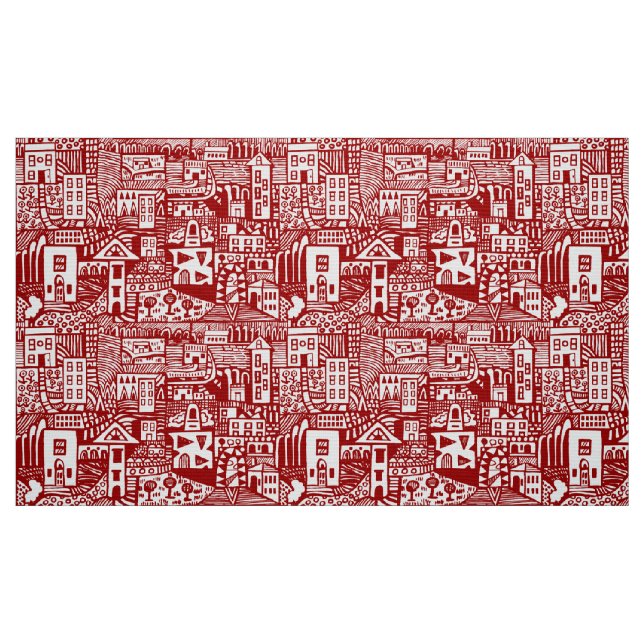 Tela Sueño Urbano - Rojo Ruby ("Cuarto gordo" (fat quarter))