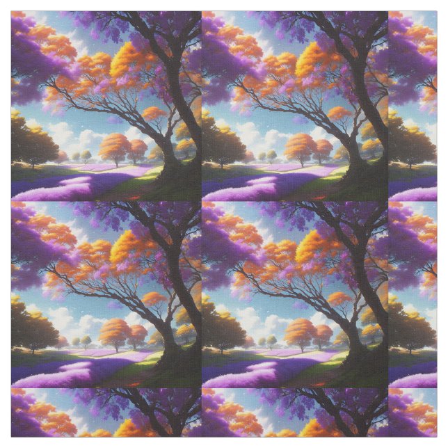 Tela **"Sueños de lavanda bajo cielos de jacaranda"** (Retal)