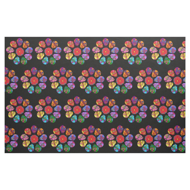 Tela Sugar Skull Flower ("Cuarto gordo" (fat quarter))
