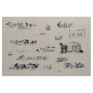 Tela Sumi japonés del equestrian del arte del samurai