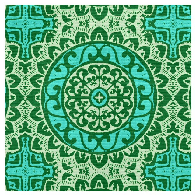 Tela Sun Mandala Batik del Suroeste, Lime Green (Retal)