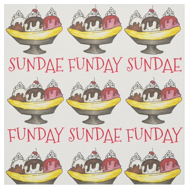 Tela SUNDAE (DOMINGO) FUNDAY Ice Cream Banana Split Foo (Retal)
