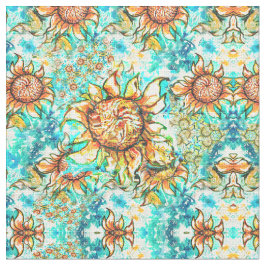 Tela Sunflower Crazo colorido patrón de verano para ust