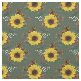 Tela Sunflower y Acorns sobre el verde