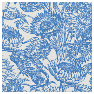 Tela Sunflowers Blue Toile