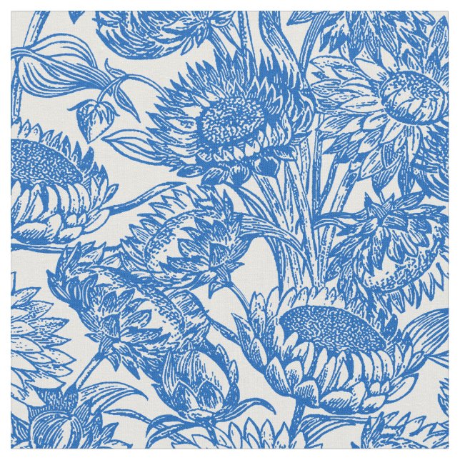 Tela Sunflowers Blue Toile (De cerca)