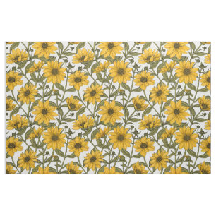 Tela Sunroot, girasol salvaje en blanco roto