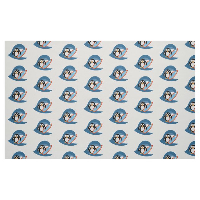 Tela Surfista pingüino ("Cuarto gordo" (fat quarter))
