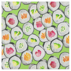 Tela Sushi lindo y divertido acuarela wasabi