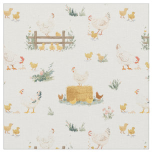 Tela Sweet Coop - Mamá pollita y pollito adorable f