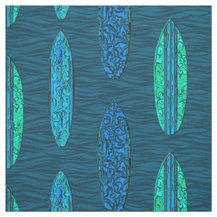 Tela Tablas de surf vintage hawaianas de gran ola impre