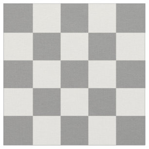 Tela Tablero de cheques de 1 pulgada gris y blanco
