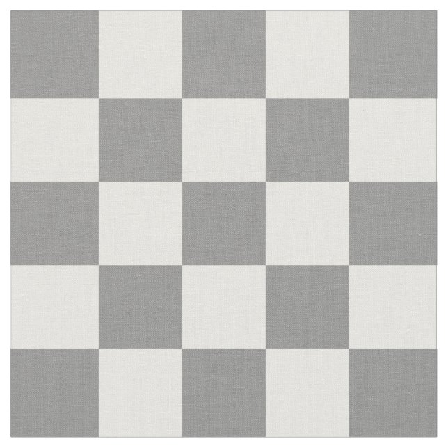 Tela Tablero de cheques de 1 pulgada gris y blanco (De cerca)