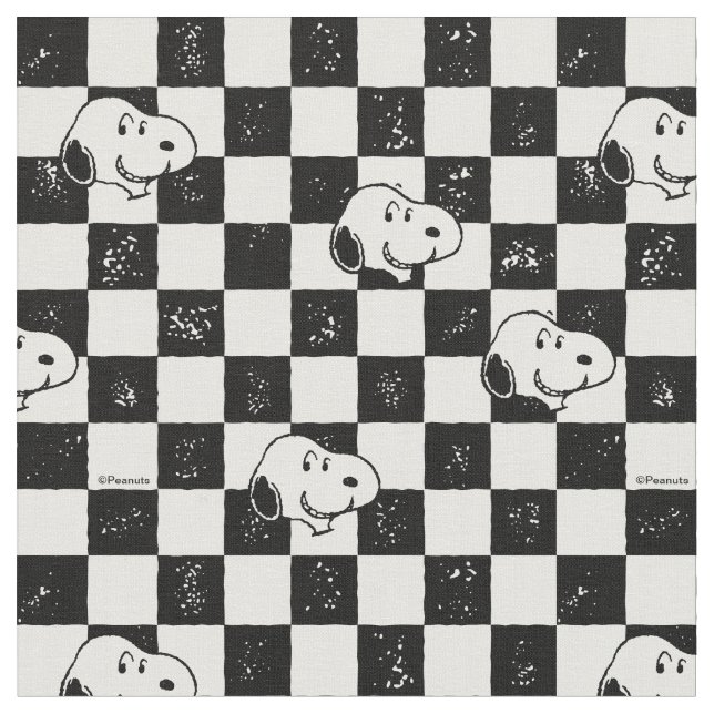 Tela Tablero de Snoopy negro y blanco (De cerca)