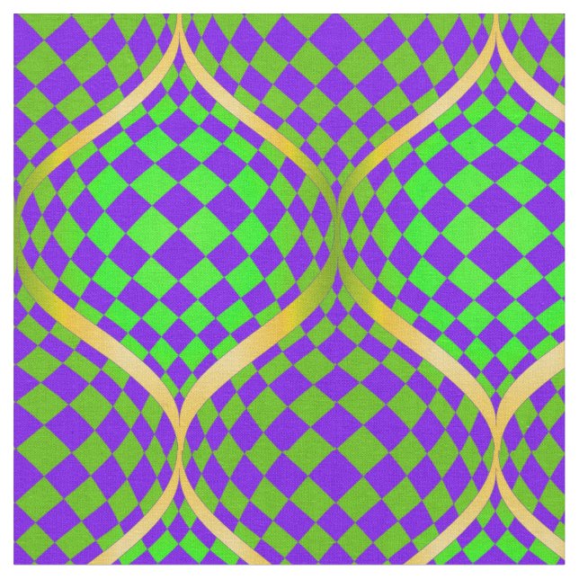 Tela Taffi Op Art Morado Verde y Amarillo (De cerca)