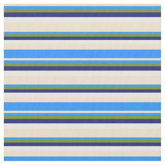 Tela Tan, azul, verde, azul oscuro y blanco (De cerca)