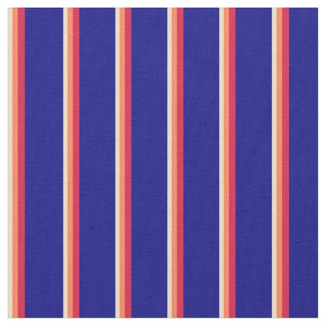 Tela Tan, Coral, Crimson y Líneas Azules (De cerca)