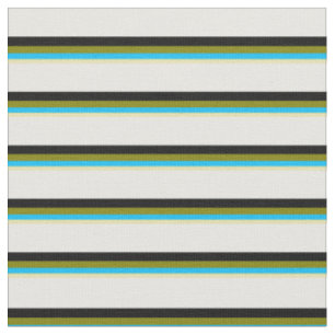 Tela Tan, líneas azul cielo profundo, verde, negro y bl