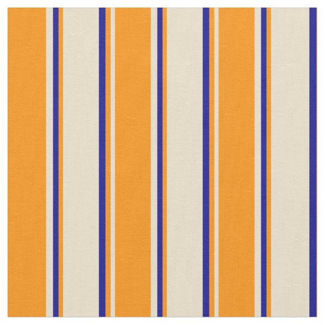 Tela Tan, Naranja oscuro y patrón azul oscuro (De cerca)