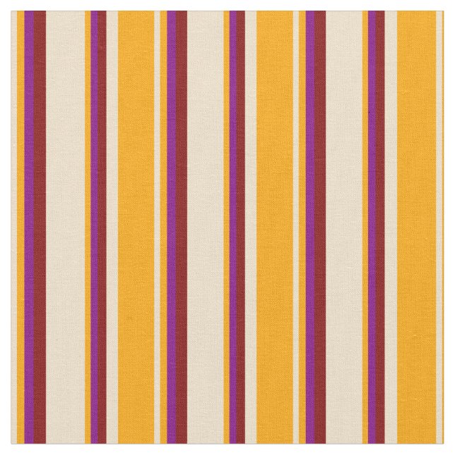 Tela Tan, Naranja, Purple y Maroon Lines (De cerca)