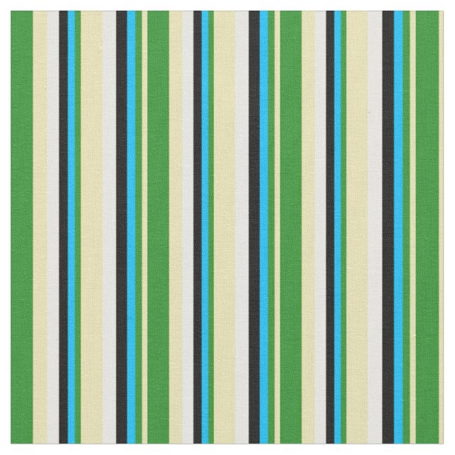 Tela Tan, verde forestal, azul cielo profundo, negro y  (De cerca)
