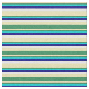 Tela Tan, verde mar, turquesa oscuro, azul y blanco