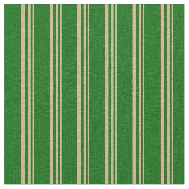 Tela Tan y oscuro patrón verde de franjas (De cerca)