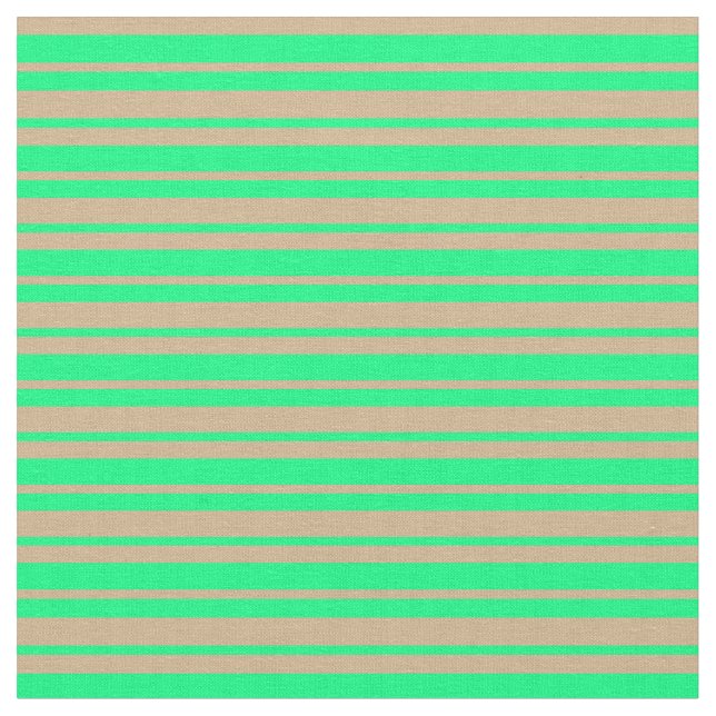 Tela Tan y patrón verde (De cerca)