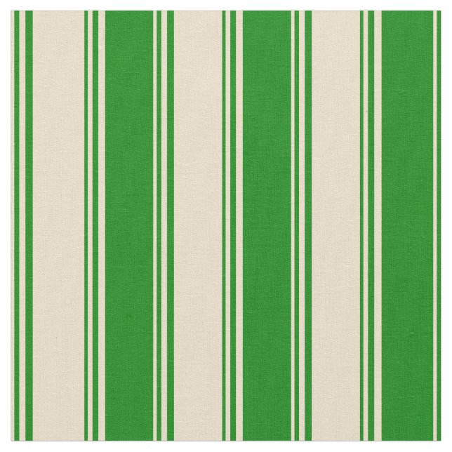Tela Tan y patrón verde de franjas (De cerca)