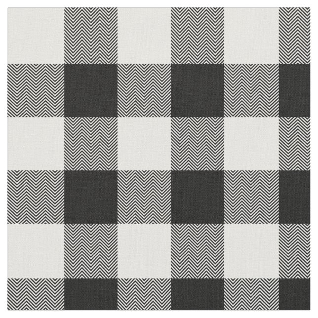 Tela Tapado de búfalo de chevron blanco y negro (De cerca)