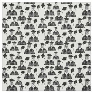 Tela Tapas y batas de graduación en blanco y negro 