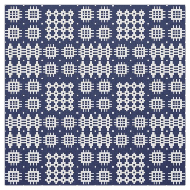 Tela Tapiz galés falso blanco en azul oscuro (Retal)