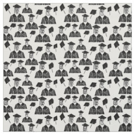 Tela Tapones y batas de graduación en blanco y negro