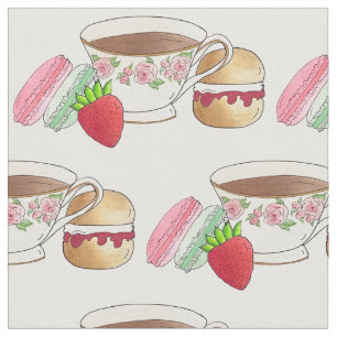 Tela Tarde Fiesta de té Macarons Teacup Cream Scone