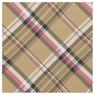 Tela tartán beige rosado caliente