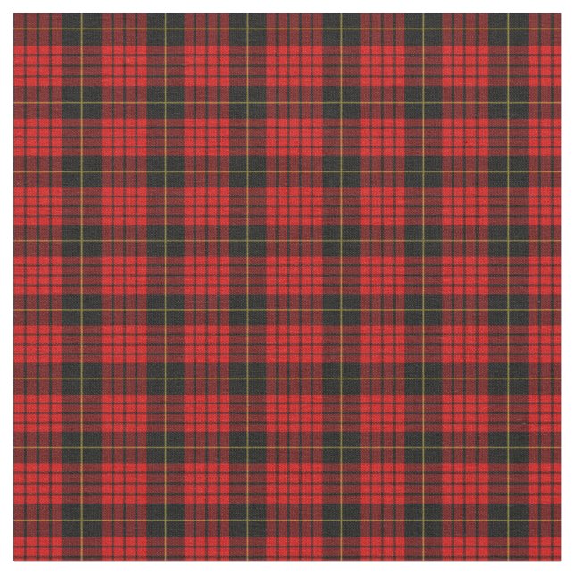 Tela Tartan Clan MacQueen Plaid Pattern Red Black Check (De cerca)