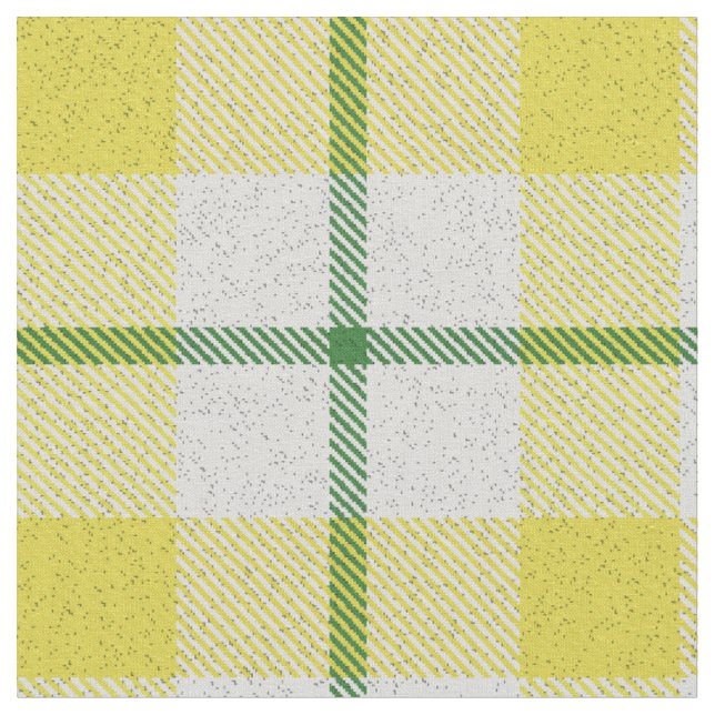 Tela Tartan plaid rústico de campo verde amarillo y bla (De cerca)