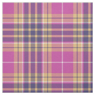 Tela Tartan rosa, dorado y azul