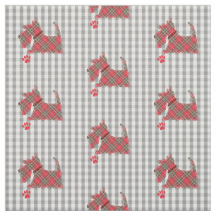 Tela Tartán Terrier Dogs Gingham Plaid
